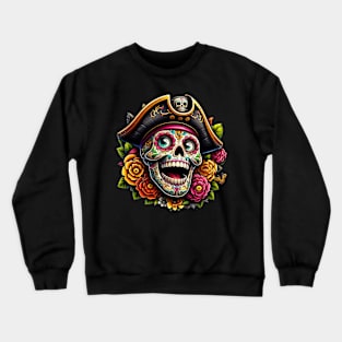 Sugar Skull Art - Pirate Skull Crewneck Sweatshirt